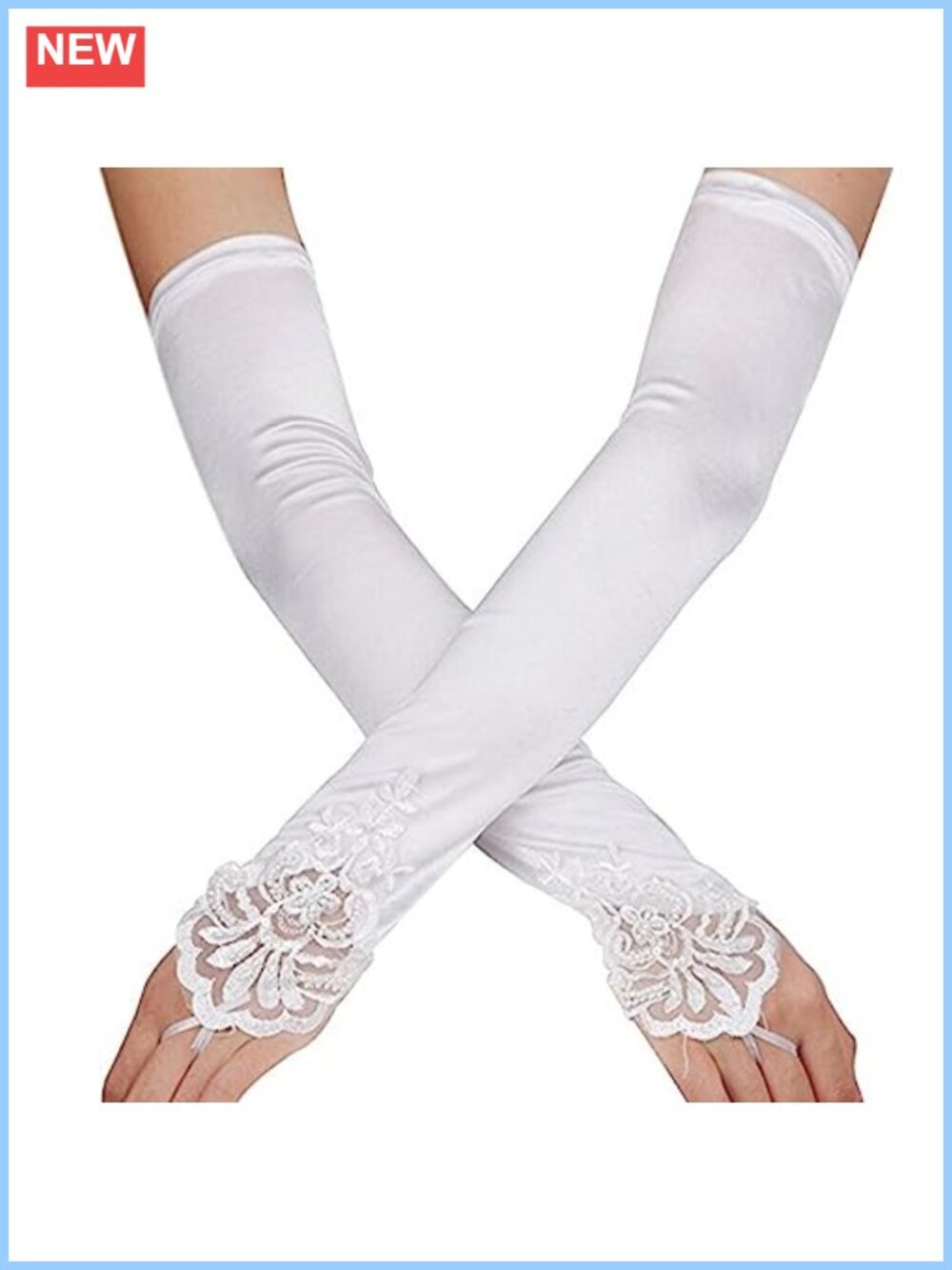 Stretchy Satin Fingerless Long Gloves Pierced Elbow Evening Party